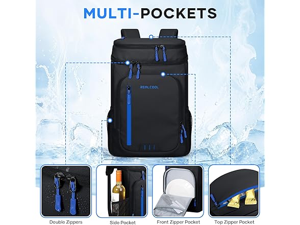 RealCool Insulated Cooler Backpack, 33 Can Bag