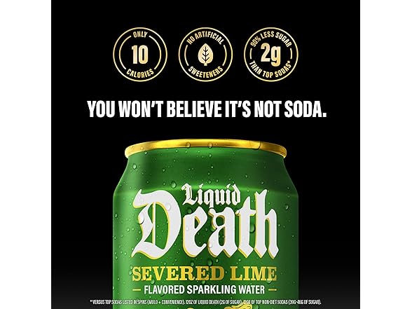 12PK Liquid Death Soda-Flavored Sparkling Water- Lime