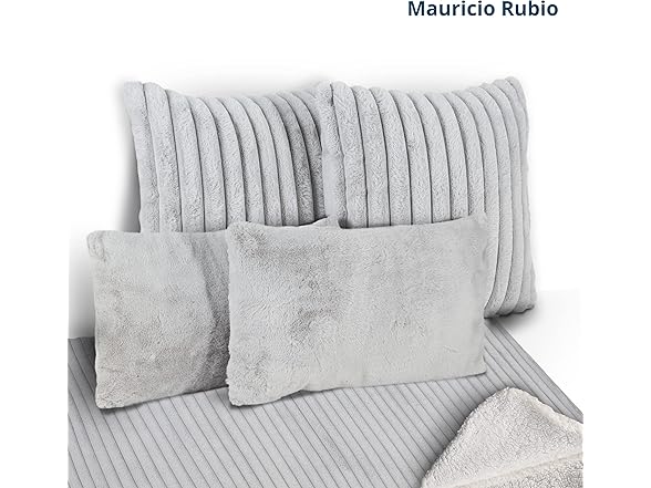 5-Pc Faux Fur Throw Blanket & Pillow Set
