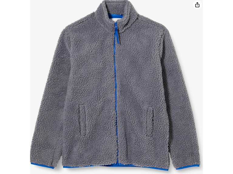 Amazon Essentials Toddler Boys' Fleece Lined Sherpa Full-Zip Jacket, Dark Grey, 3T