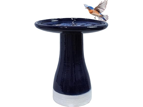 Sunnydaze 21" H Ceramic Bird Bath Midnight Blue