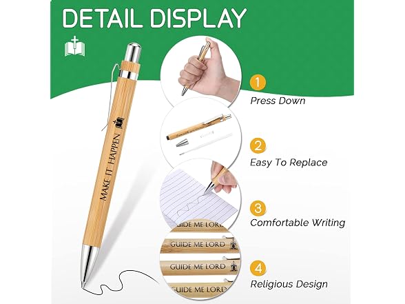 Roowest 50 Pack Christian Pens Bulk Religious