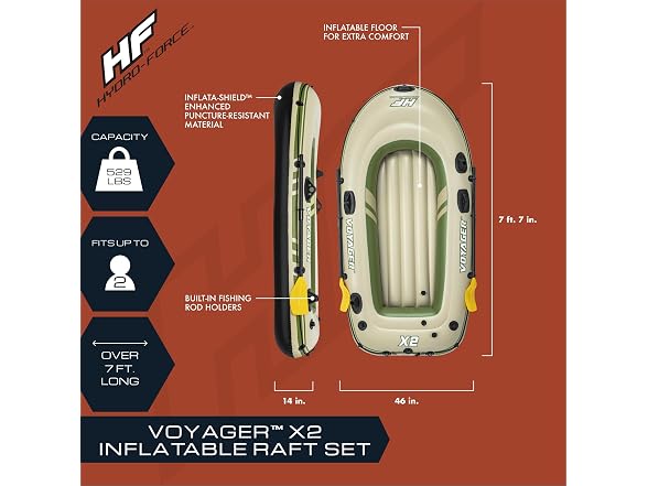 Hydro-Force Voyager X3 Inflatable Raft Set 9'8"
