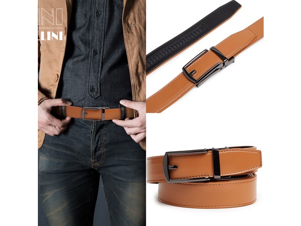 Carlo Fellini Mens Leather Ratchet Belt