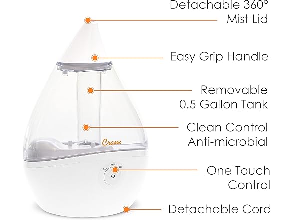 Crane Crane Ultrasonic Teardrop Humidifier for Baby,