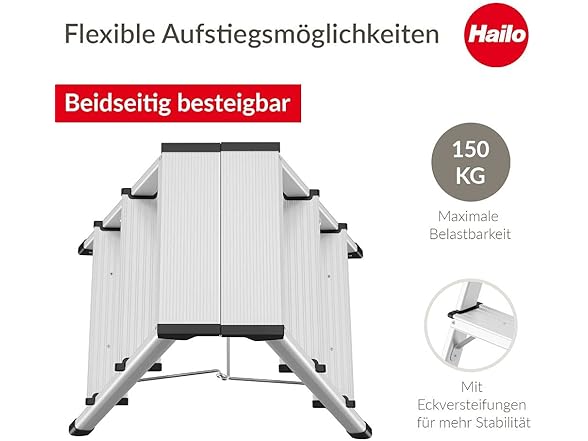 Hailo D60 STANDARDLINE Dual Sided 3 Step Ladder