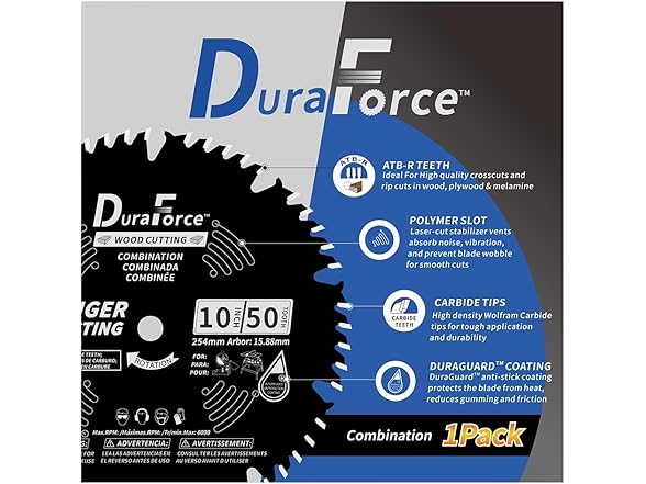 DuraForce 10 Inch 50 Tooth ATB Saw Blade