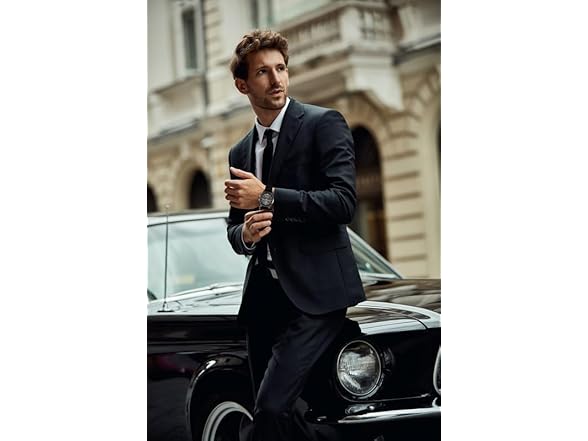 Geoffrey Beene Mens Leather Watch Diamond Dial