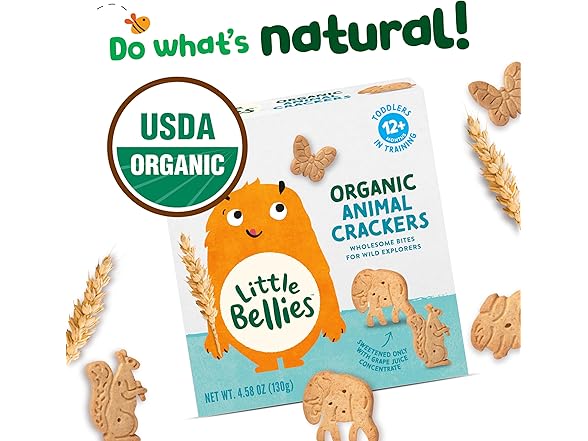5PK Little Bellies Organic Animal Crackers 4.58 oz.