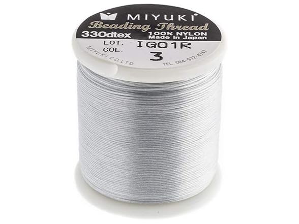 John Bead Miyuki Nylon Beading Thread B Silver