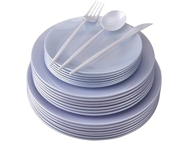 $19.99, Was $41.20, 51% Off! Disposable Opulence White Tableware Set dealfomo
