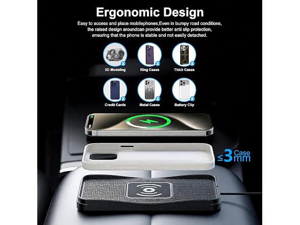 Gumnay 15W Car Wireless Charger Pad