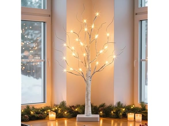 Lighted Birch Tree, Battery Powered
