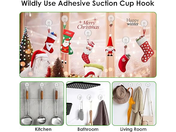 2P Clear Wreath Hanger Suction Cup Hook