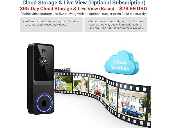 ElioVana 1080P Wireless Home Security Doorbell