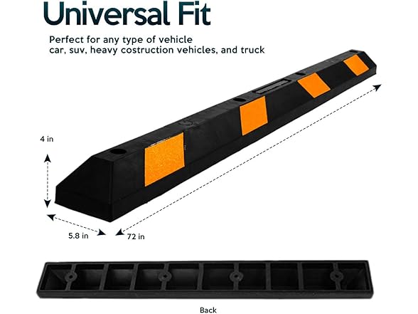 Zone Tech TS0008 Heavy Duty Rubber Parking Curb – 72” Blac