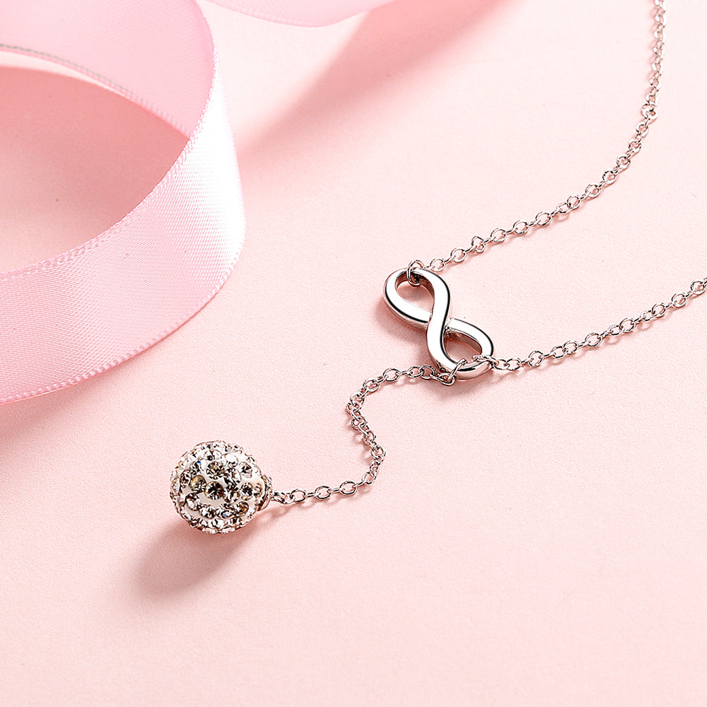18K White Gold Ball Drop Necklace - Gallery 6