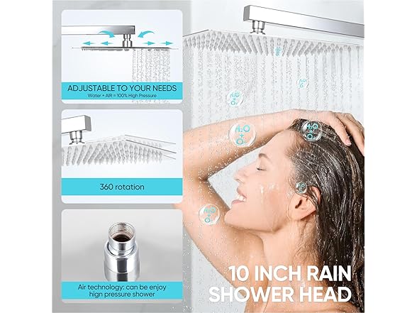Dollate 10" Bathroom 3-Function Shower Faucet Set