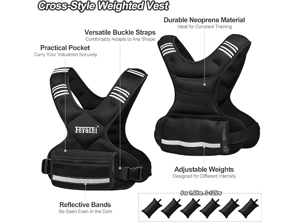 Feyachi Adjustable Weighted Vest - 12 lb