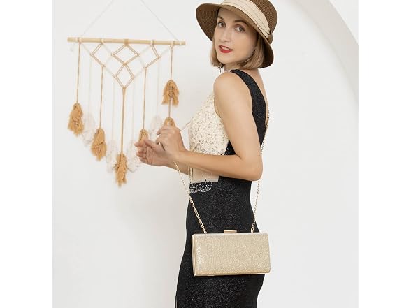 Rucavono Clutch Purses For women Gold Clutch Purses Evening Handbags Classic Wedding Party Bridal Prom Shoulder Purse …