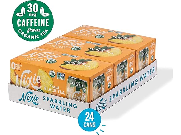 Nixie Sparkling Water, Peach Black Tea, 12 oz.