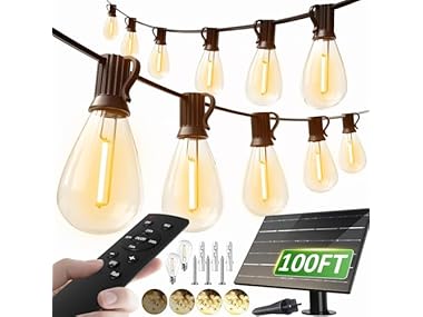$26.99, Was $59.99, 55% Off! Luckstyle 100FT Solar String Lights dealfomo
