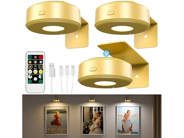 Lightbiz Picture Light Gold 3 Pcs