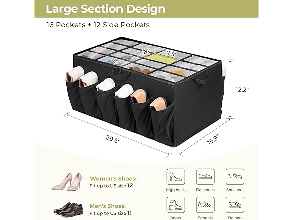 STORAGEIDEAS Extra Large Shoe Organizer Black, 2 Pack