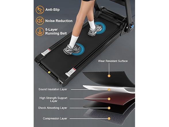 SPORTY&FIT Folding Treadmill