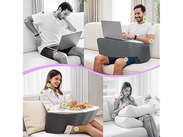 Ergonomic Lap Desk Pillow with Cooling Memory Foam