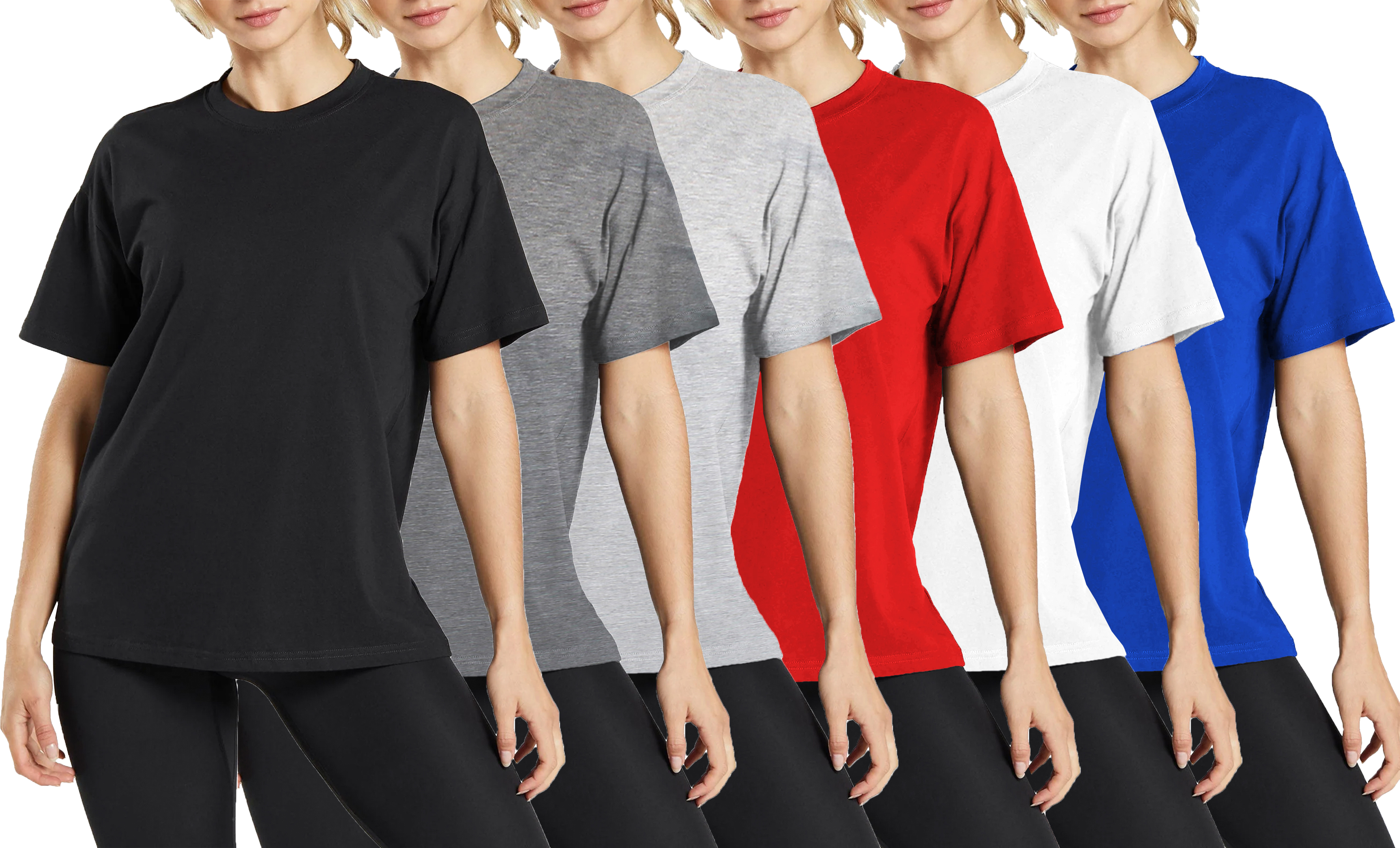 6Pk Womens Loose Fit S/S Crew Neck Tee - Gallery 8