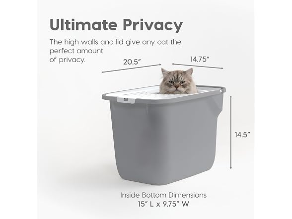 IRIS USA Large Top Entry Cat Litter Box with 