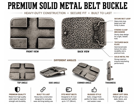 Antique Silver Cross Belt Buckle