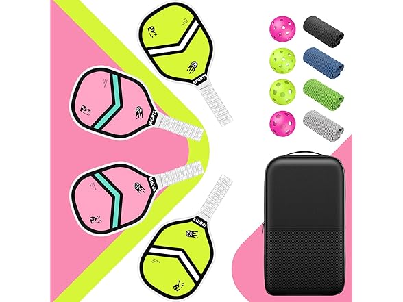 BAIWU Paddles Set 4 Paddles, Towels, Balls