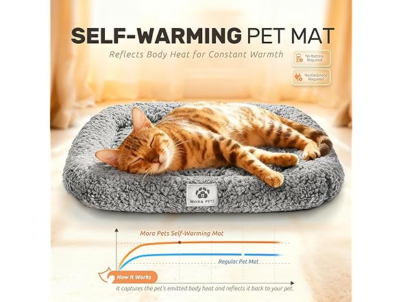Grey 23 Inch Self Heating Pet Bed