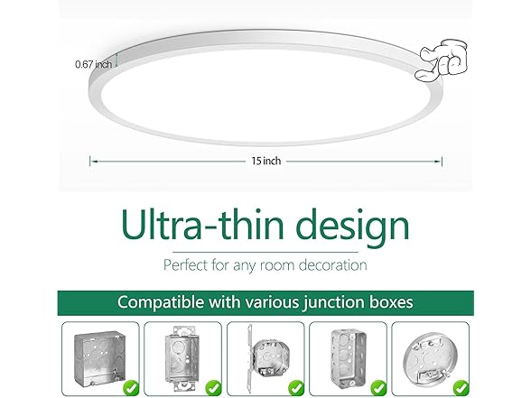 Brightever 15" Flush Mount Ceiling Light Fixtures