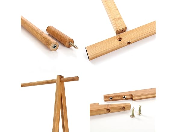 Finnhomy Bamboo Clothes Rack Portable Extra Large Garment Ra (Open Box)