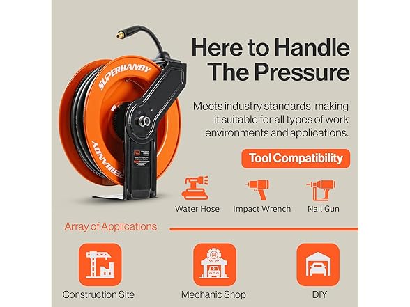 SuperHandy Air Hose Reel 3/8" x 50' 300PSI