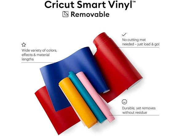 Cricut Smart Removable Vinyl (13in x 12ft, Red)