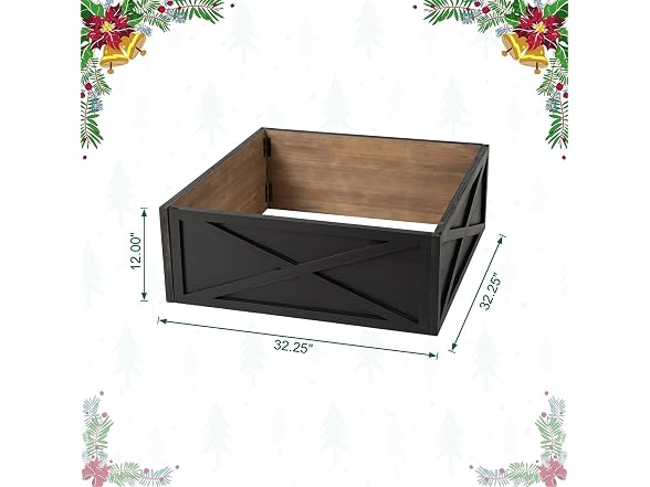 Glitzhome Christmas Tree Collar, 32" L Black Wooden