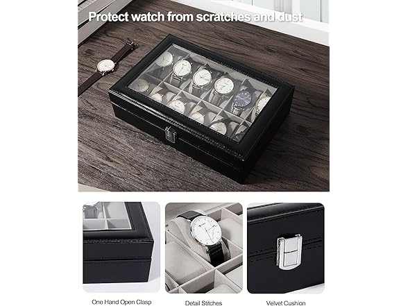 Uten 12 Slots Leather Watch Case Box
