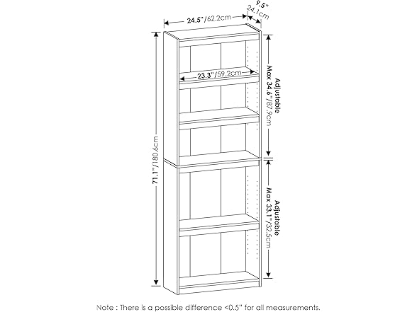 Furinno Jaya Enhanced Home 5-Tier Shelf Bookcase