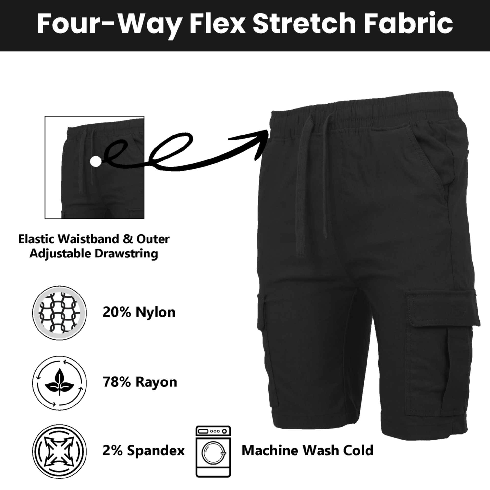 2Pk Mens Super Stretch Cargo Shorts - Gallery 17