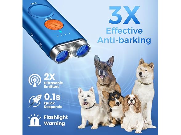 Dog Bark Deterrent Device, 3-in-1 Ultrasonic