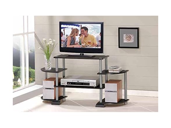 Furinno Turn-N-Tube Rounded Corner TV Stand Black/Grey