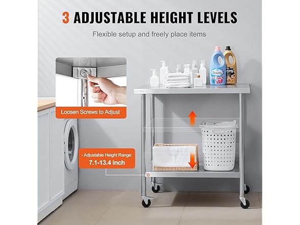 VEVOR Stainless Steel Work Table 24 x 36 x 38 Inch