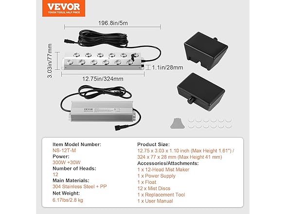 VEVOR Ultrasonic Mist Maker