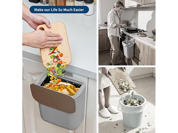 Compost Bin Kitchen for Countertop or Under Sink,2.4 Grey