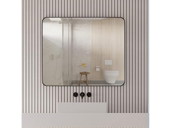 SNUGACE Black Metal Framed Mirror Rectangle