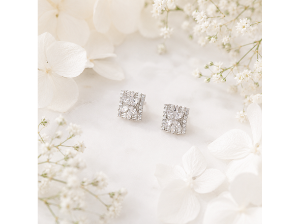 Cluster Cubic Zirconia Stud Earrings